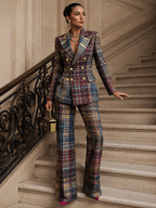 Miss | Tweedelige Set Dames Blazer + Broek – Co-ord Set Geruit - Miss Madera MIS-1624NU