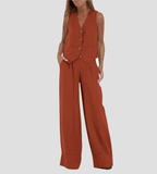 Miss | Tweedelige Set Dames Gilet & Wijde Broek – Co-ord Set Polyester - Miss Madera MIS-58158B