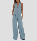 Miss | Tweedelige Set Dames Gilet & Wijde Broek – Co-ord Set Polyester - Miss Madera MIS-3CD114