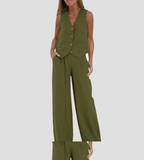 Miss | Tweedelige Set Dames Gilet & Wijde Broek – Co-ord Set Polyester - Miss Madera MIS-CBB8E0