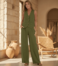 Miss | Tweedelige Set Dames Gilet & Wijde Broek – Co-ord Set Polyester - Miss Madera MIS-3CD114