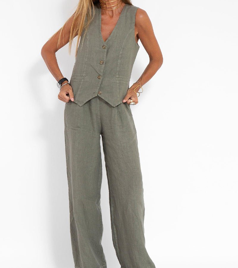 Miss | Tweedelige Set Dames Gilet & Wijde Broek – Co-ord Set Polyester - Miss Madera MIS-5F1D06