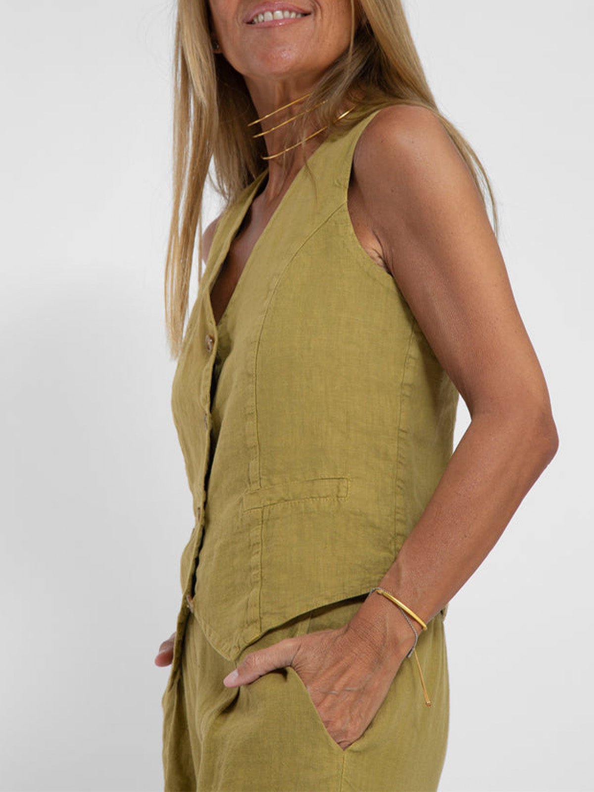 Miss | Tweedelige Set Dames Gilet & Wijde Broek – Co-ord Set Polyester - Miss Madera MIS-3CD114