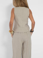 Miss | Tweedelige Set Dames Gilet & Wijde Broek – Co-ord Set Polyester - Miss Madera MIS-3CD114