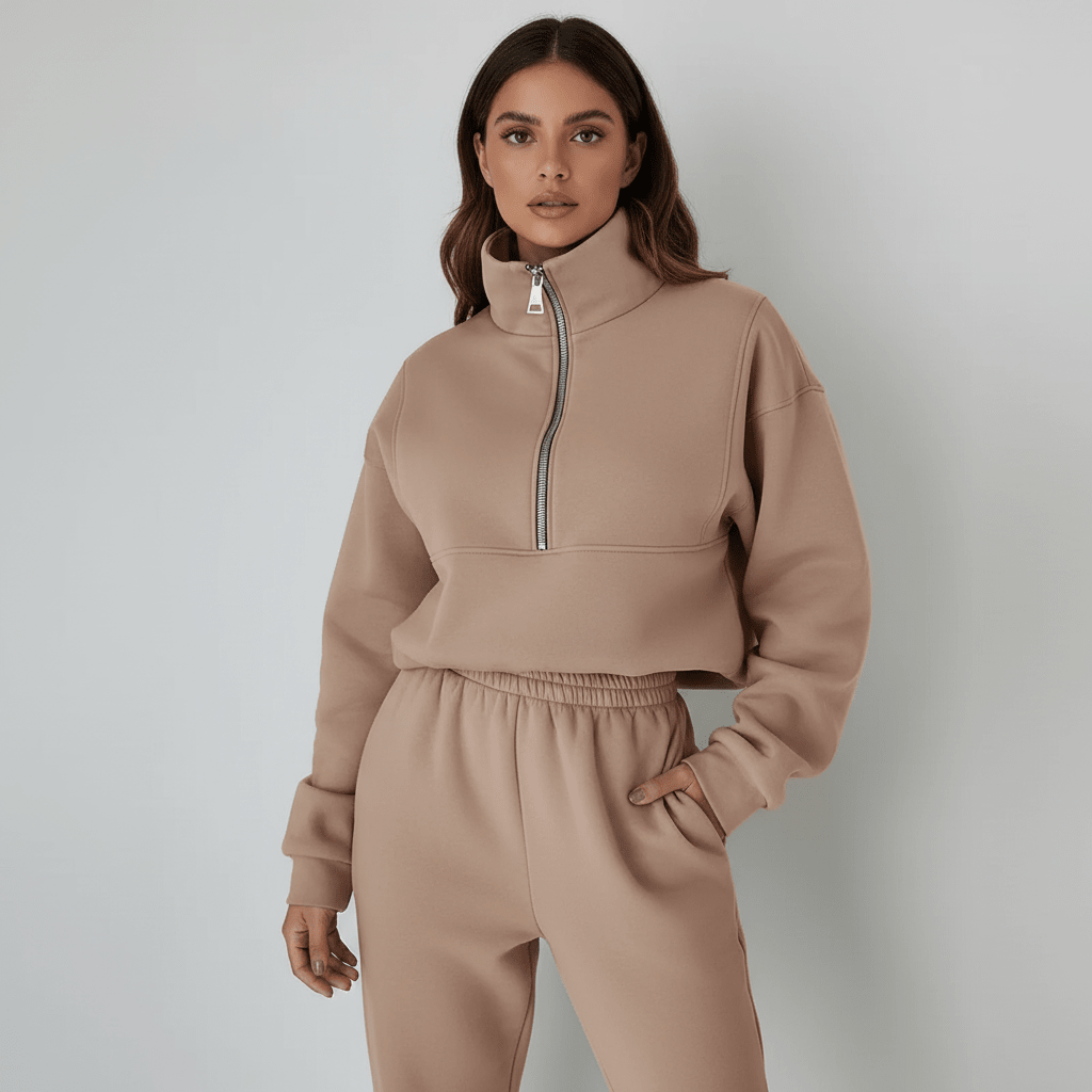 Miss | Tweedelige Set Dames Halfzip Trui & Broek – Co-ord Set - Miss Madera MIS-Z3480D