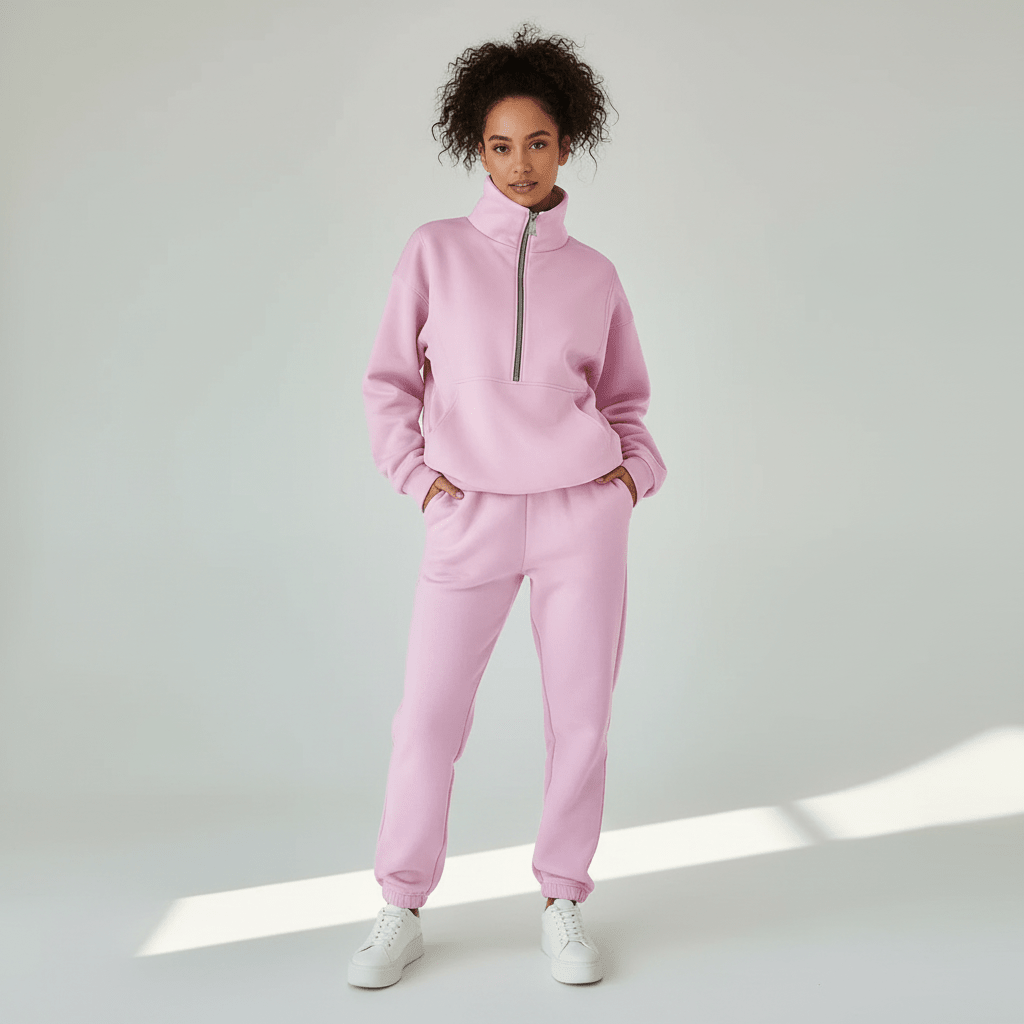 Miss | Tweedelige Set Dames Halfzip Trui & Broek – Co-ord Set - Miss Madera MIS-IXB315