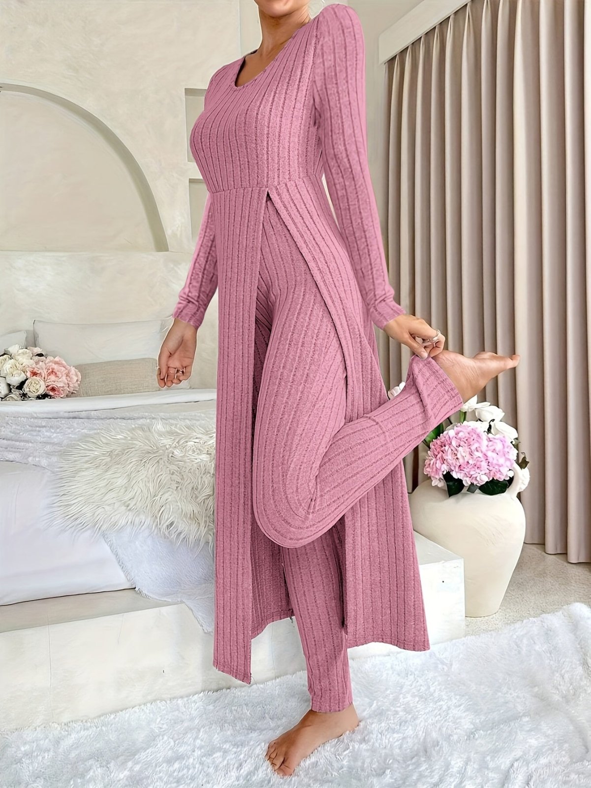 Miss | Tweedelige Set Dames Top & Broek Rib – Co-ord Set Polyester - Miss Madera MIS-2D1CEE