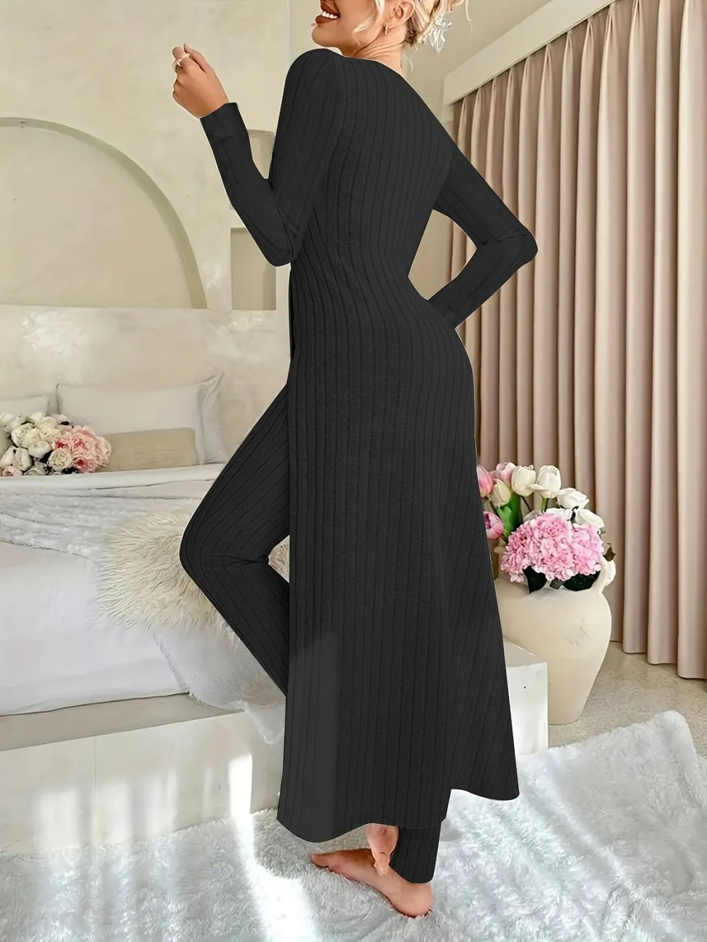 Miss | Tweedelige Set Dames Top & Broek Rib – Co-ord Set Polyester - Miss Madera MIS-2ADAF5