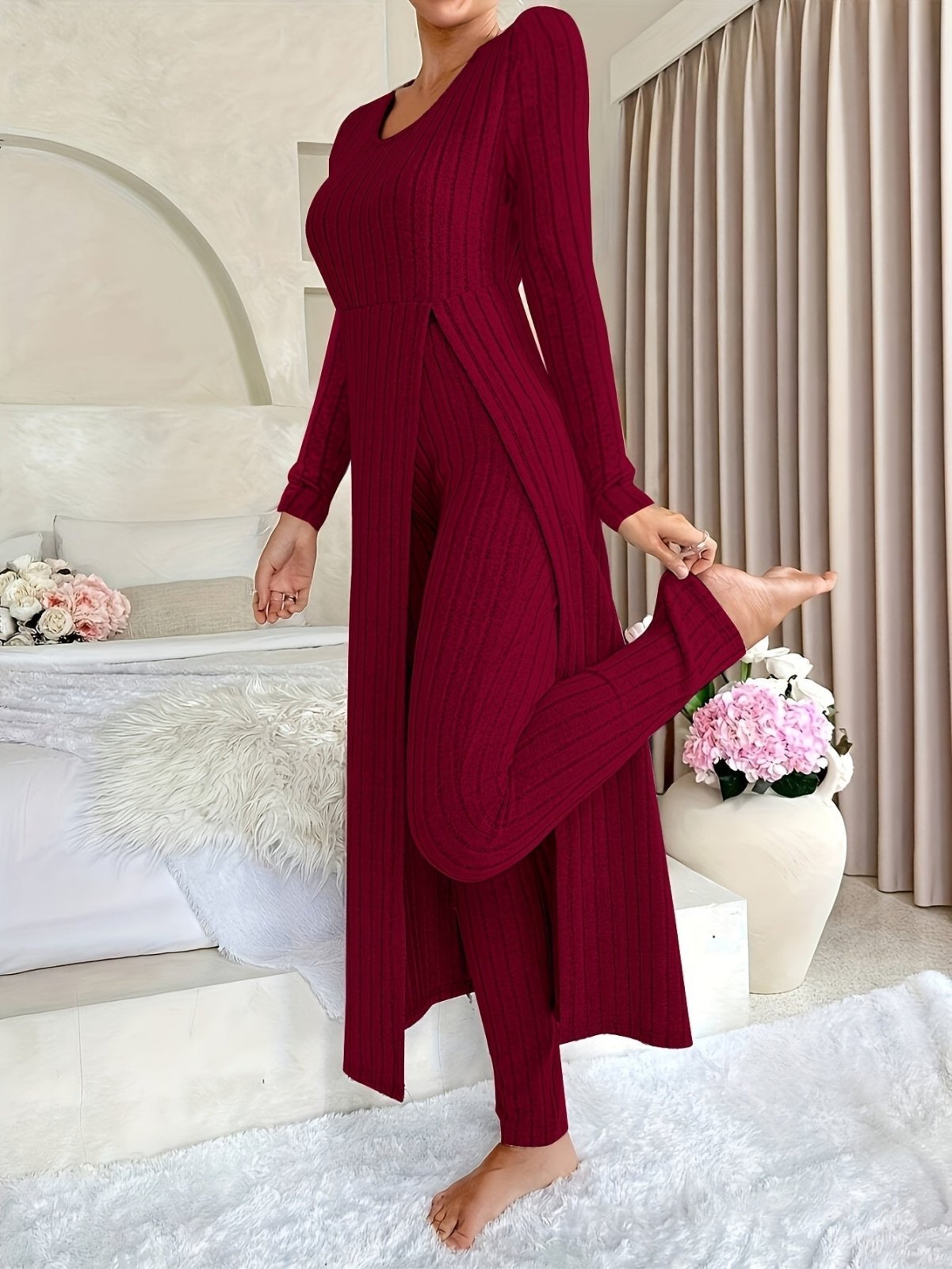 Miss | Tweedelige Set Dames Top & Broek Rib – Co-ord Set Polyester - Miss Madera MIS-2ADAF5