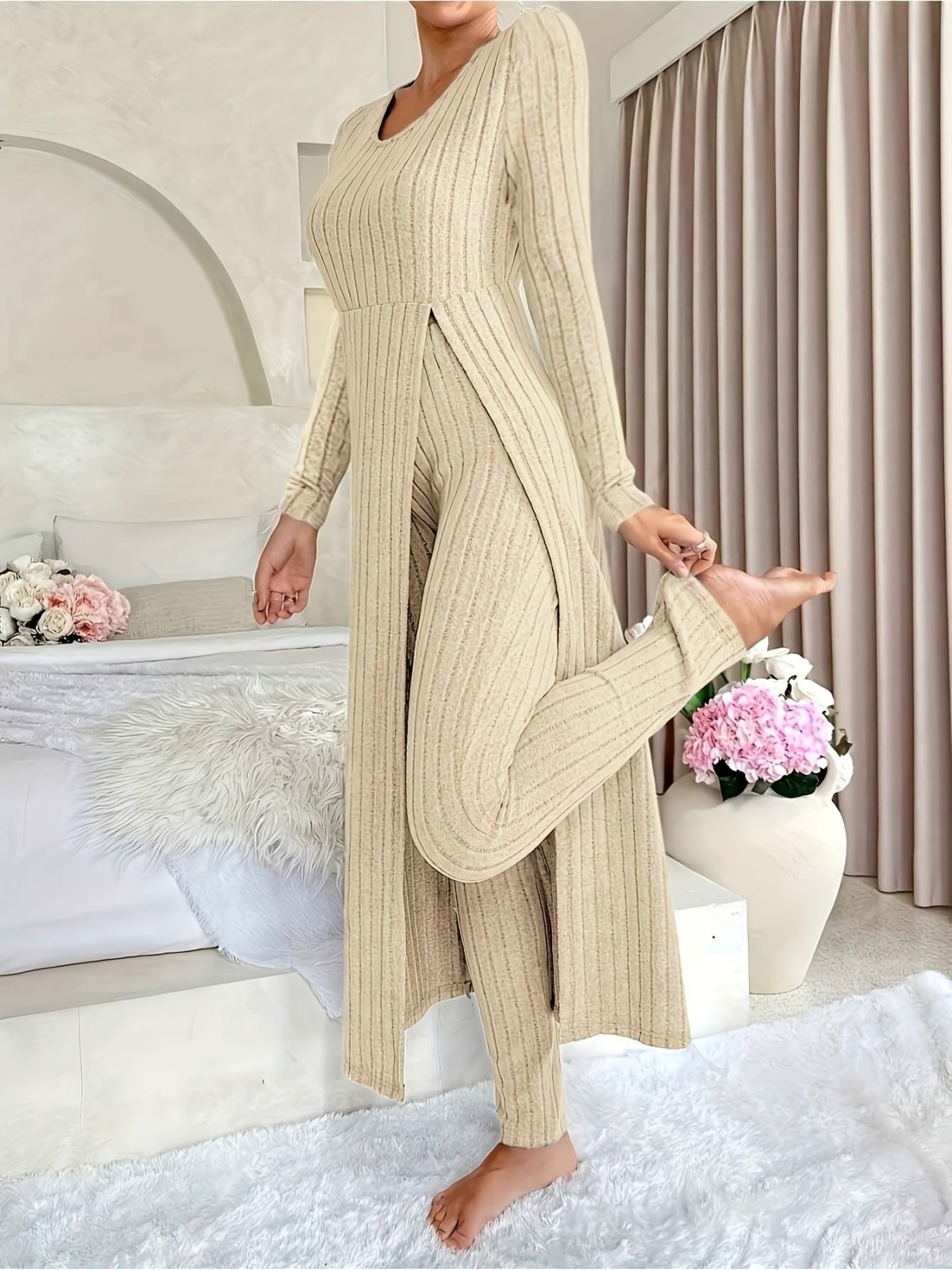 Miss | Tweedelige Set Dames Top & Broek Rib – Co-ord Set Polyester - Miss Madera MIS-F05E04