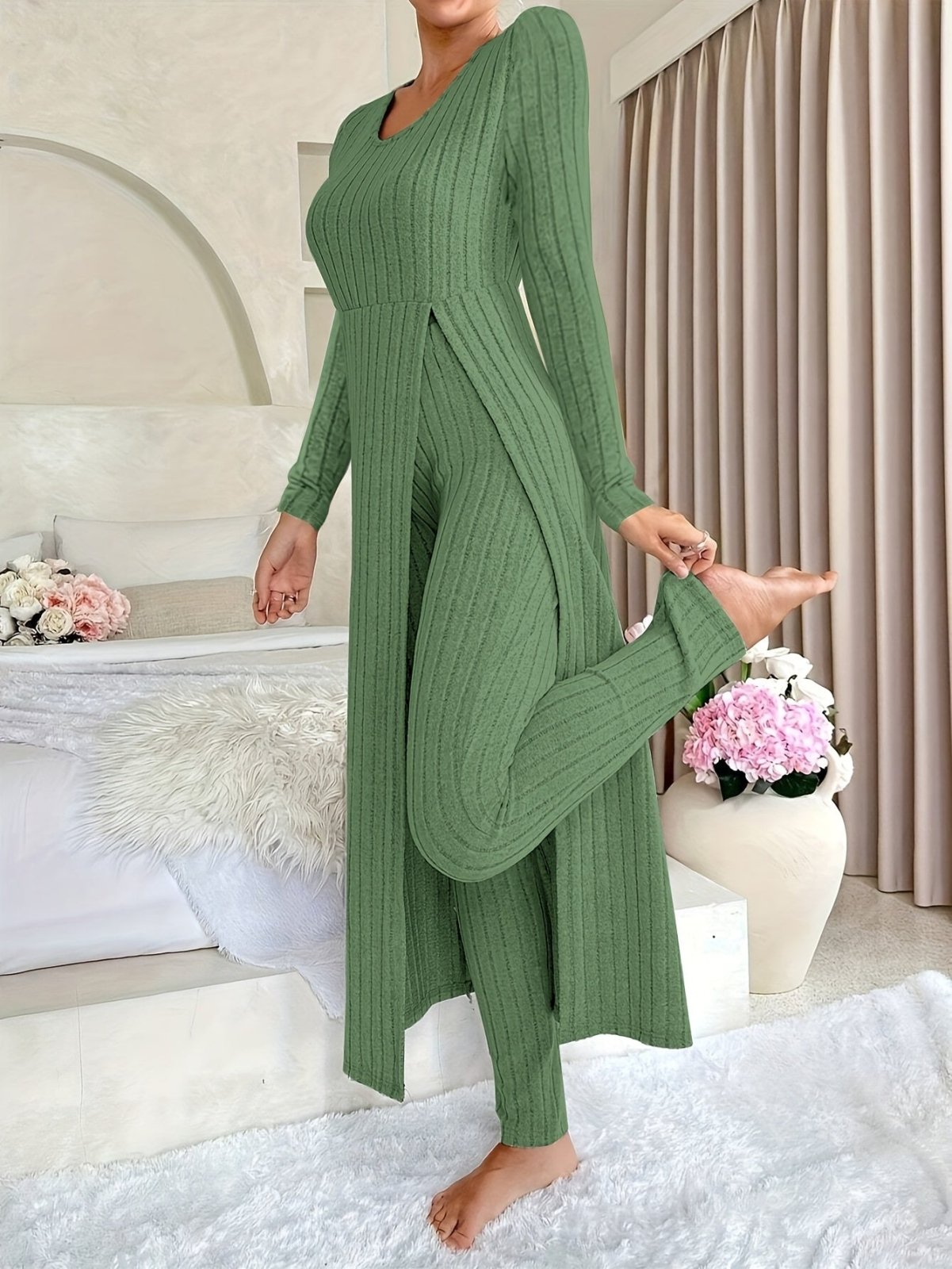 Miss | Tweedelige Set Dames Top & Broek Rib – Co-ord Set Polyester - Miss Madera MIS-E653B3