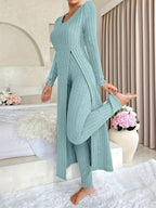 Miss | Tweedelige Set Dames Top & Broek Rib – Co-ord Set Polyester - Miss Madera MIS-828CAF