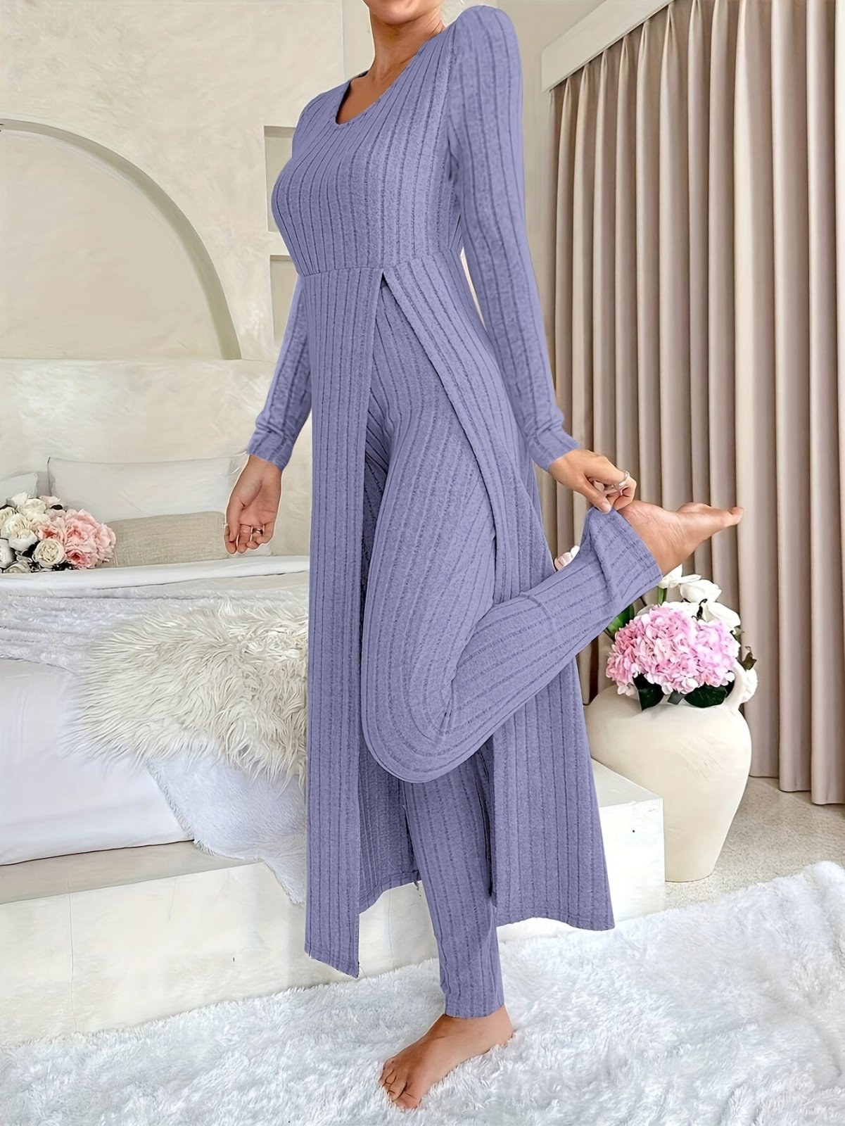 Miss | Tweedelige Set Dames Top & Broek Rib – Co-ord Set Polyester - Miss Madera MIS-9FD93C