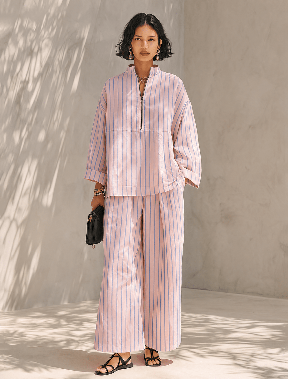 Miss | Tweedelige Set Dames Top en Wijde Broek – Co-ord Set - Miss Madera MIS-4YKJBT