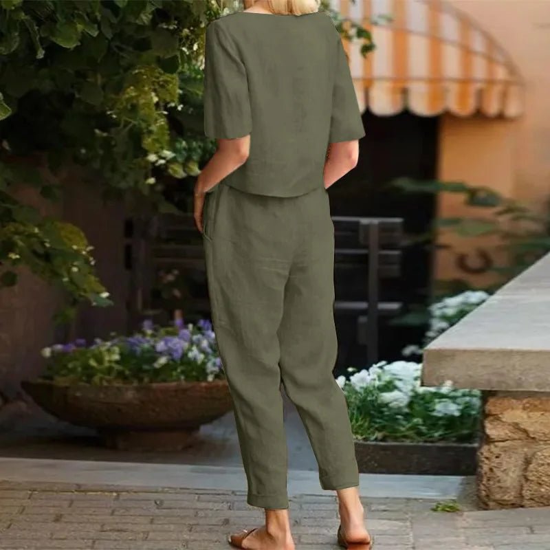 Miss | Tweedelige Set Dames Zomer Relaxed - Linnenmix - Miss Madera