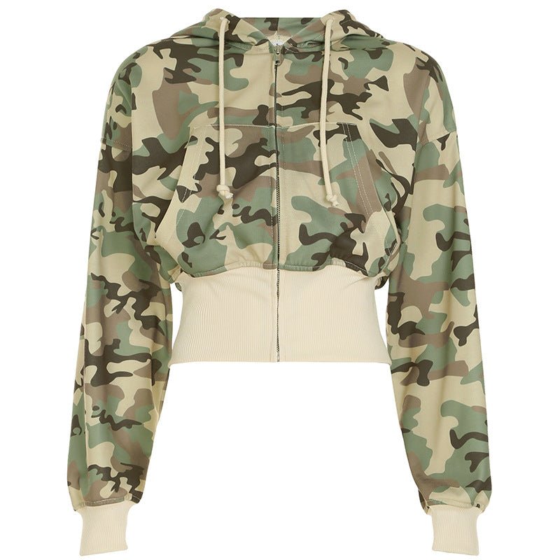 Miss | Vest Dames Cropped Camouflage Capuchon Ritssluiting - Miss Madera MIS-38ND6P-K