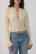 Miss | Vest Dames Cropped Knoopsluiting Geribbeld Lange Mouw - Miss Madera MIS-C031K1