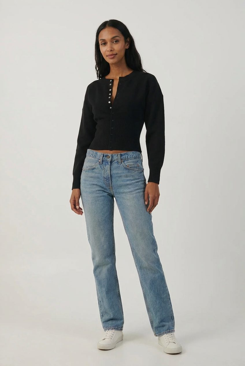 Miss | Vest Dames Cropped Knoopsluiting Geribbeld Lange Mouw - Miss Madera MIS-KP3ARO