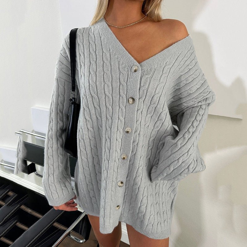 Miss | Vest Dames Kabelpatroon V-hals Oversized - Gebreid - Miss Madera MIS-AOD9PK