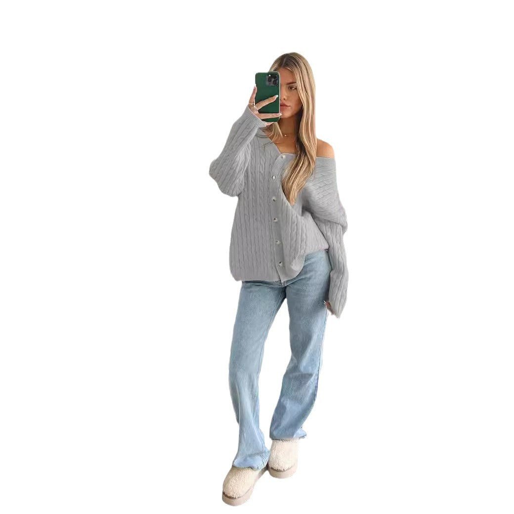 Miss | Vest Dames Kabelpatroon V-hals Oversized - Gebreid - Miss Madera MIS-AOD9PK
