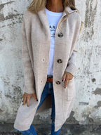 Miss | Vest Dames Lang Capuchon Knoopsluiting Casual - Miss Madera MIS-R2DAMO
