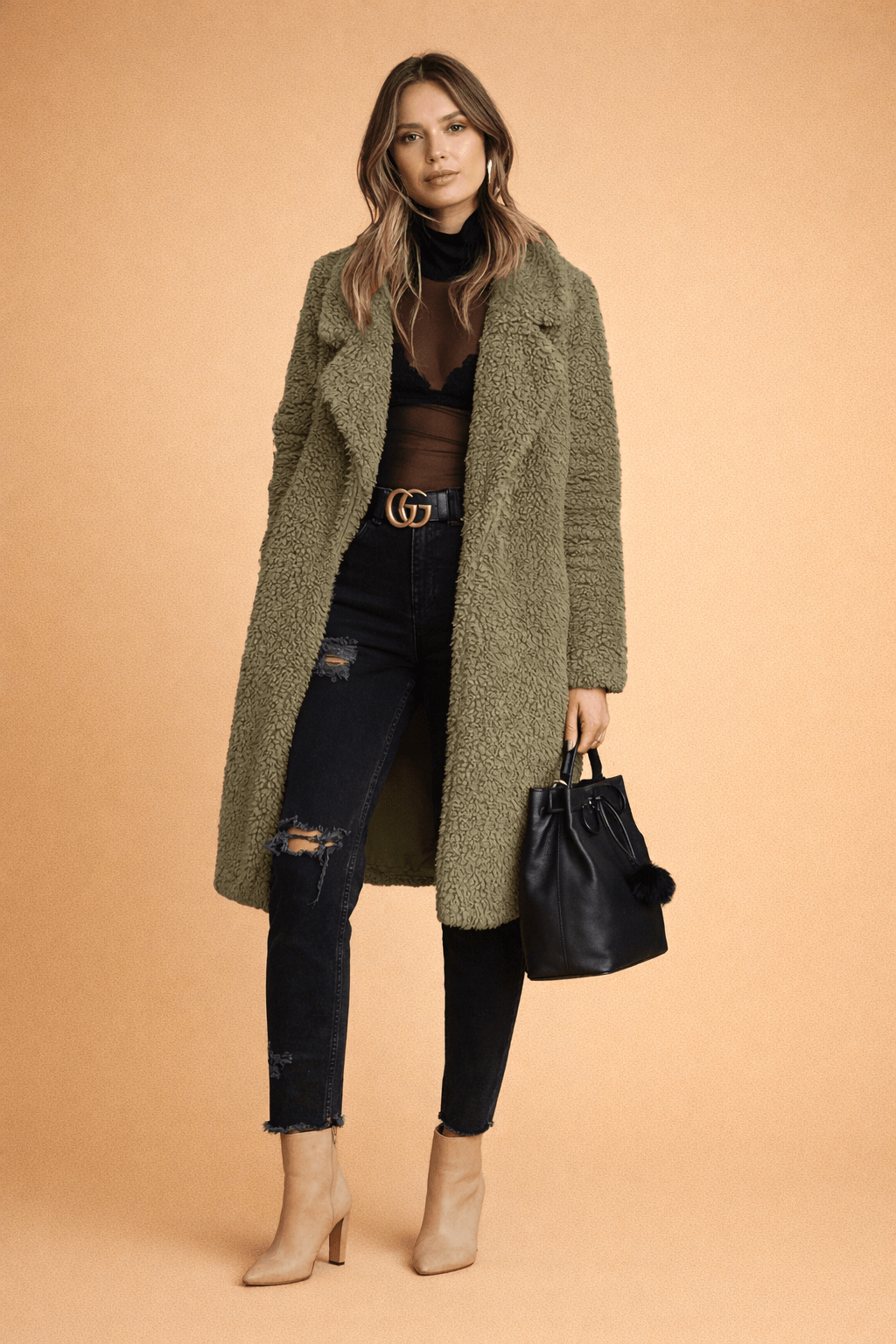 Miss | Vest Dames Lange Cardigan Jasmodel met Kraag - Miss Madera MIS-USUX0L