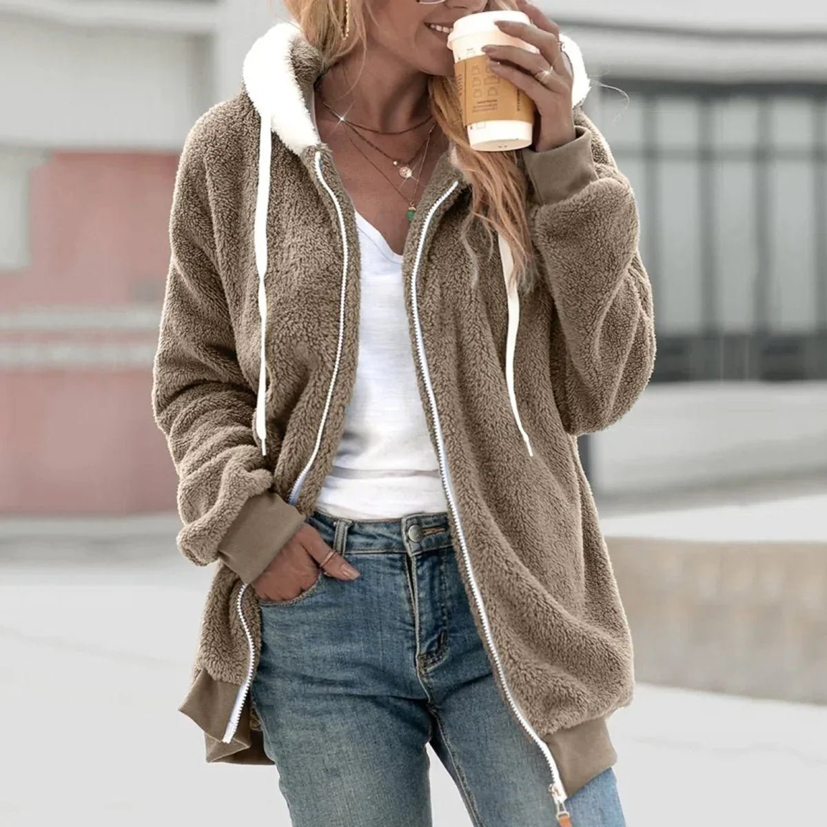 Miss | Vest Dames Teddy Fleece Rits Oversized - Fleece - Miss Madera MIS-BLWDO2