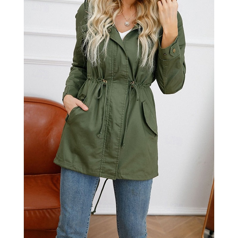 Miss | Jas Dames Utility Capuchon Verstelbare Taille