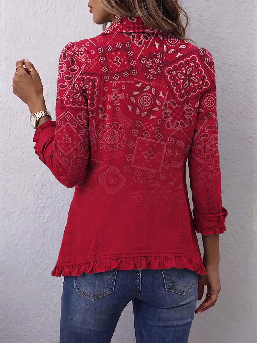 Jurk Dames Zomer Paisley Ruches Hiplang - Chiffon