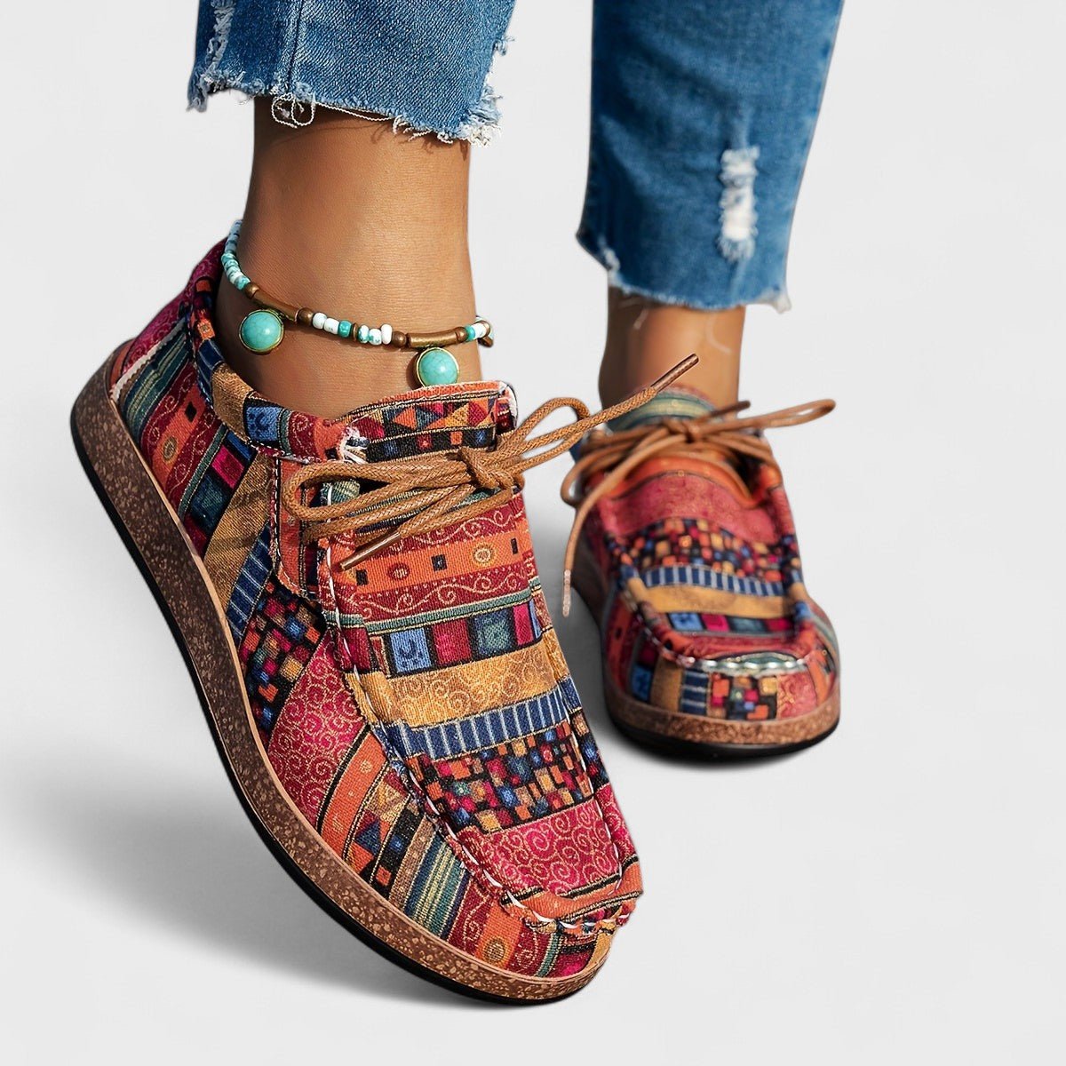 Orthopedische Sneakers Dames | Dempende Zool Veters - Miss Madera