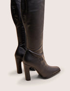 Over - Knee Boots Dames | Kunstleer Puntige Neus Blokhak - Miss Madera