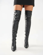 Over - Knee Boots Dames | Kunstleer Puntige Neus Blokhak - Miss Madera