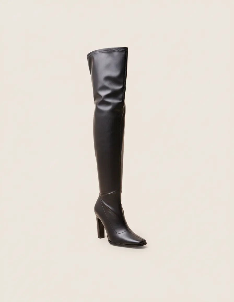 Over - Knee Boots Dames | Kunstleer Puntige Neus Blokhak - Miss Madera