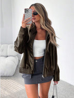 Jas Dames Leatherlook Oversized met Brede Kraag