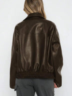 Jas Dames Leatherlook Oversized met Brede Kraag