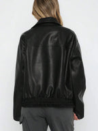 Jas Dames Leatherlook Oversized met Brede Kraag