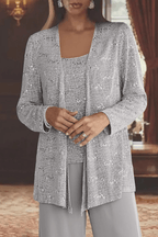 Pailletten Broekpak Dames | Driedelig Kant - Miss Madera