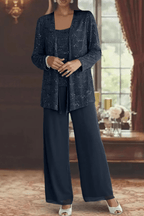 Pailletten Broekpak Dames | Driedelig Kant - Miss Madera