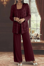 Pailletten Broekpak Dames | Driedelig Kant - Miss Madera