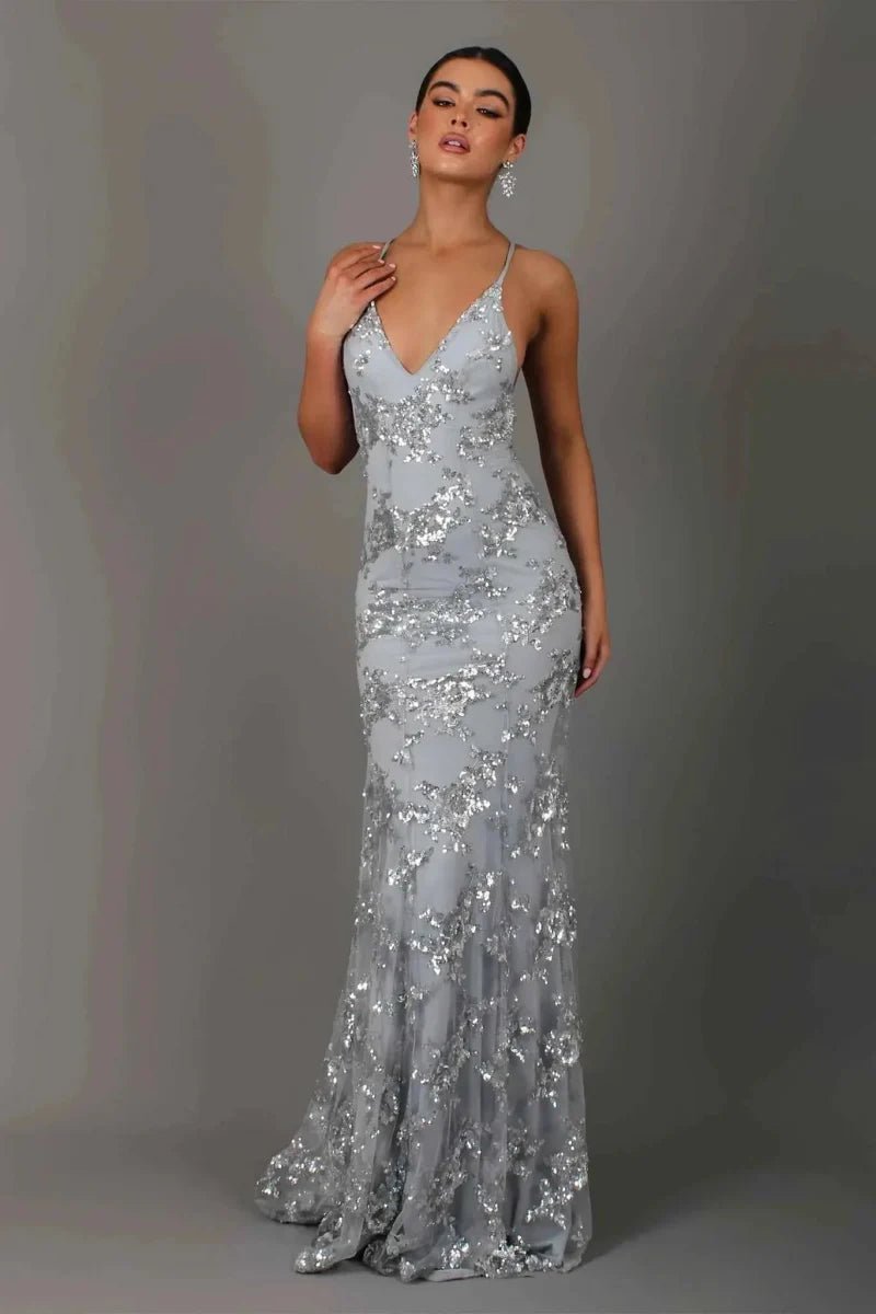 Pailletten Maxi Jurk Dames | Bloemenprint Prinsessen - Miss Madera