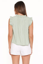 Petal and Pup USA TOPS Luisa Ruffle Top - Green/White