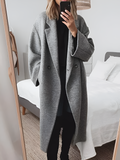Jas Dames Maxi-lengte Losse Pasvorm Knoopsluiting