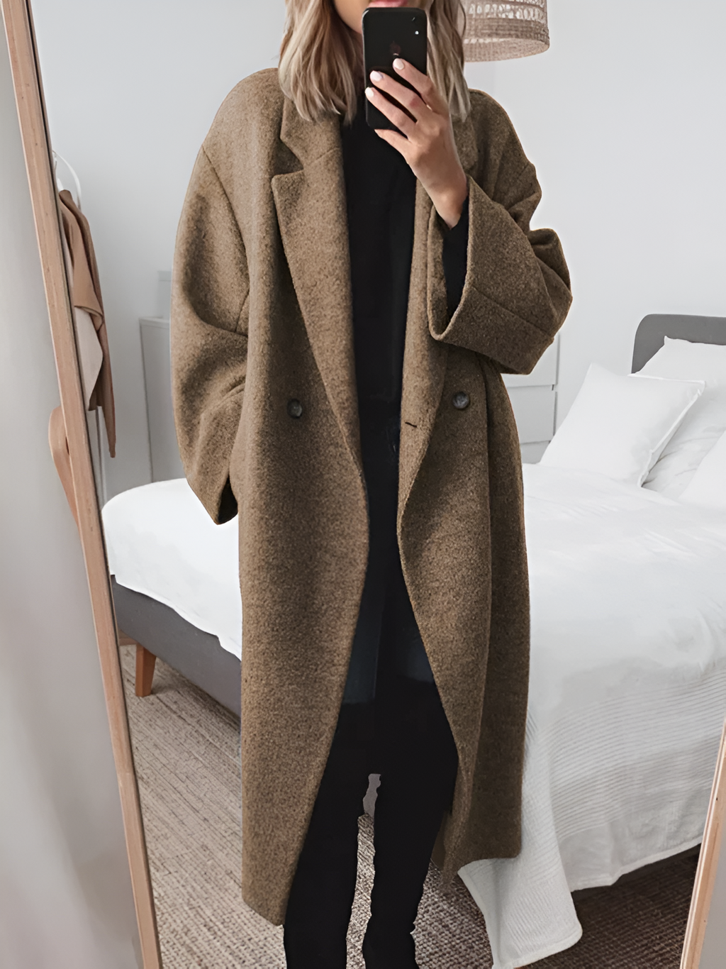Jas Dames Maxi-lengte Losse Pasvorm Knoopsluiting