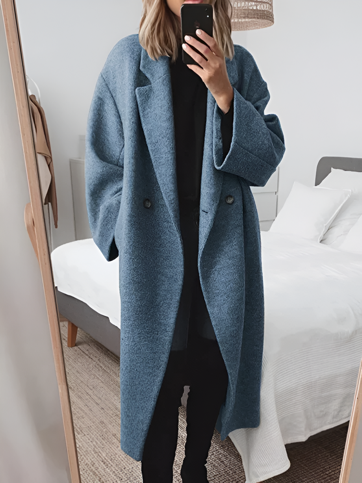 Jas Dames Maxi-lengte Losse Pasvorm Knoopsluiting
