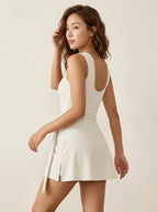 playsuit Dames Slim Fit Stretch | wit - Miss Madera MIS-16A47D