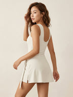 playsuit Dames Slim Fit Stretch | wit - Miss Madera