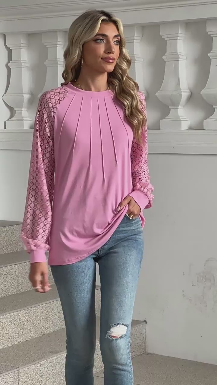 Kant Blouse Dames | Kanten Inzetstukken Regular Fit