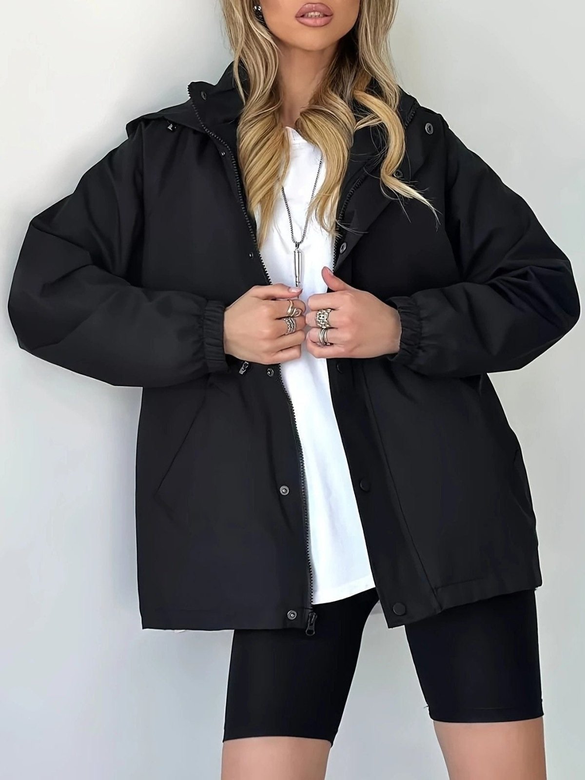 Regenjas Dames Oversized Capuchon Knoop & Rits – Herfst | Miss Madera - Miss Madera MIS-X6UGTX