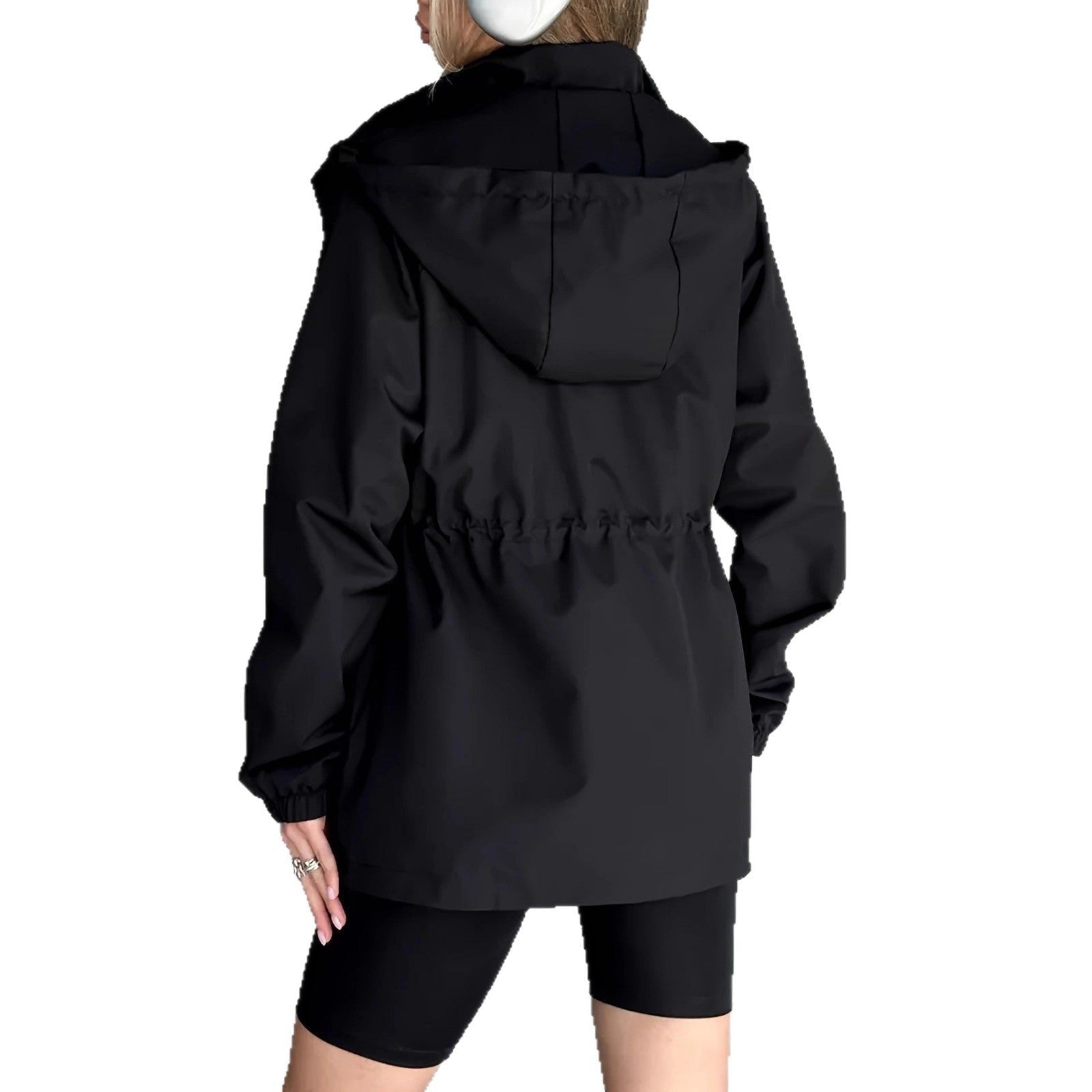 Regenjas Dames Oversized Capuchon Knoop & Rits – Herfst | Miss Madera - Miss Madera MIS-5ML1NR
