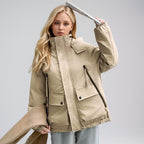 Regenjas Dames Oversized Staande Kraag Zakken – Herfst | Miss Madera - Miss Madera MIS-81T159